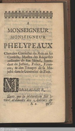 A Monseigneur Phelupeaux