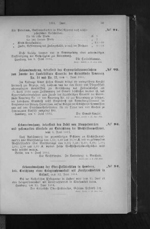 No. 93. Bekanntmachung, betreffend den Debit von Stempelmarken und gestempelten Blankets zur Entrichtung der Wechselstempelsteuer, vom 9. Juni 1884.