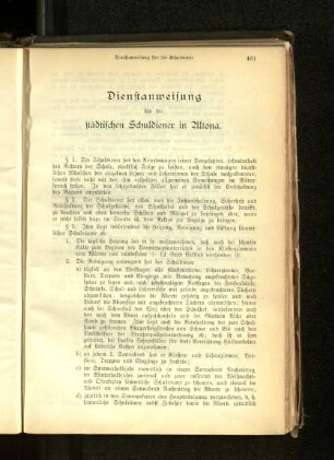 Dienstanweisung für die städtischen Schuldiener in Altona.