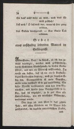 Gebet eines unschuldig leidenden Mannes im Gefängnisse.