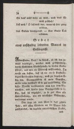 Gebet eines unschuldig leidenden Mannes im Gefängnisse.