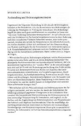 Aushandlung und Bedeutungskonstitution