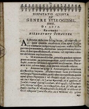 Disputatio Quinta De Genere Syllogismi, Sive [...]