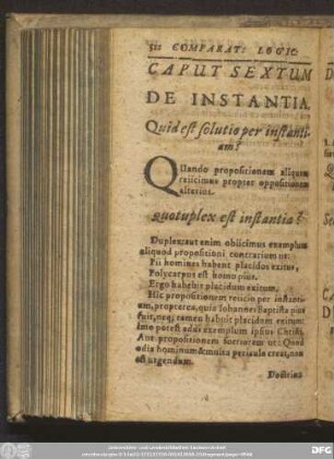 Caput Sextum De Instantia.