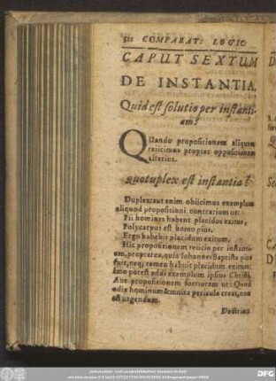 Caput Sextum De Instantia.