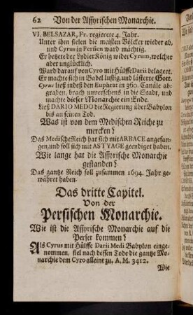 62-67, Das dritte Capitel. Von der Persischen Monarchie.