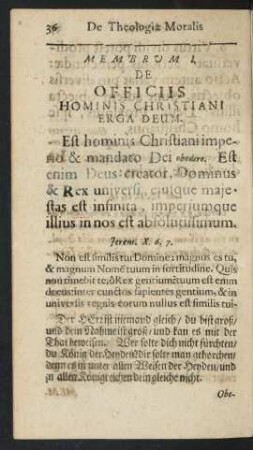 Membrum I. De Officiis Hominis Christiani Erga Deum.
