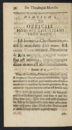 Membrum I. De Officiis Hominis Christiani Erga Deum.