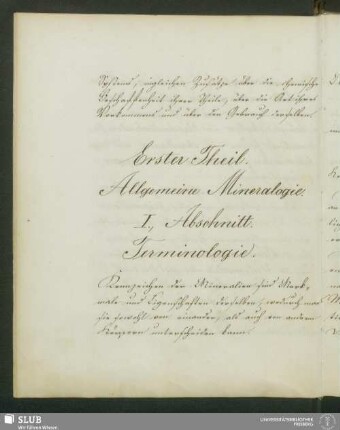 I., Abschnitt. Terminologie