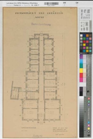 Soest, Amtsgericht und Gefängnis, Erweiterungsbau, Erdgeschoss, Grundriss, Baubestandszeichnung