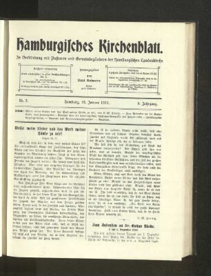 Nr. 3. Hamburg, 15. Januar 1911. 8. Jahrgang.