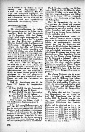 Die Junggesellensteuer in Italien [Bevölkerungspolitik]