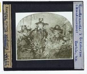 Rembrandt, Drei Mitglieder der Tuchmachergilde (Zeichnung) (Berlin KK KdZ 5270)