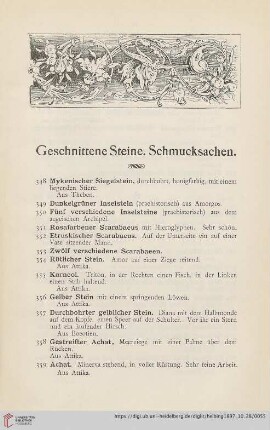 Geschnittene Steine. Schmucksachen (Nr. 348 - 390)