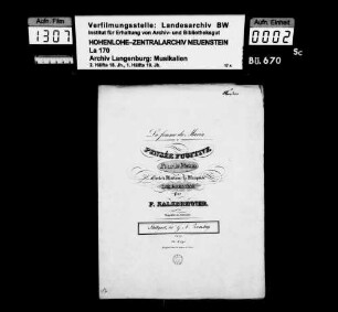 Friedrich Kalkbrenner (1785-1849): La femme du Marin / Pensée fugitive / pour le Piano / ... par / F. Kalkbrenner (auf Überklebung:) Stuttgart bei G.A. Zumsteeg Besitzvermerk: Feodora