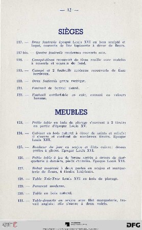 Sièges (Nr. 117-122)