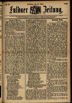 Erste Ausgabe vom Samstag, den 27. April 1889.