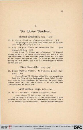II. Die Obere Druckerei (Nr. 75 - 90)