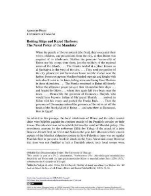 5: Rotting Ships and Razed Harbors : The Naval Policy of the Mamluks