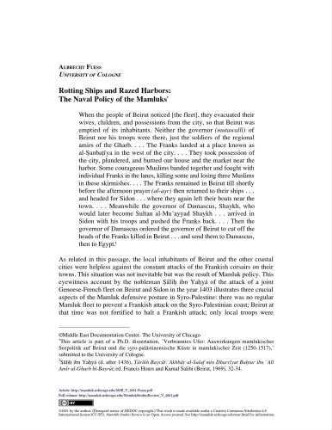5: Rotting Ships and Razed Harbors : The Naval Policy of the Mamluks