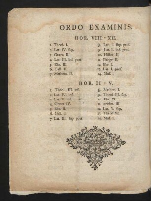 Ordo Examinis.