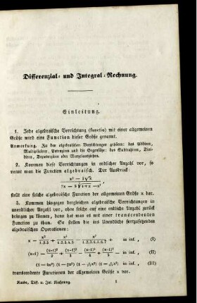 Differenzial- und Integral-Rechnung. Einleitung.