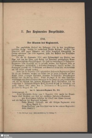 II. Des Regimentes Vorgeschichte
