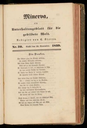 Minerva, Nr. 20, 16. November 1839