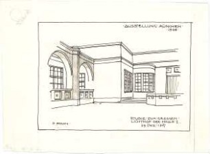Pfann, Paul; München - Theresienhöhe; Ausstellung München 1908 - Halle I., Großer Lichthof (Perspektive)