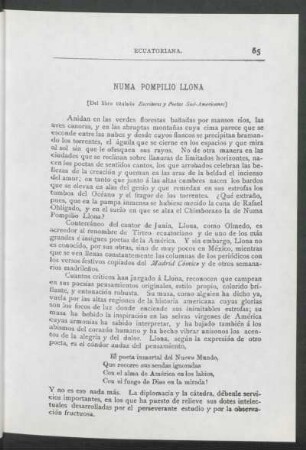 Numa Pompilio Llona : [Del libro titulado Escritores y Poetas Sud-Americanos]
