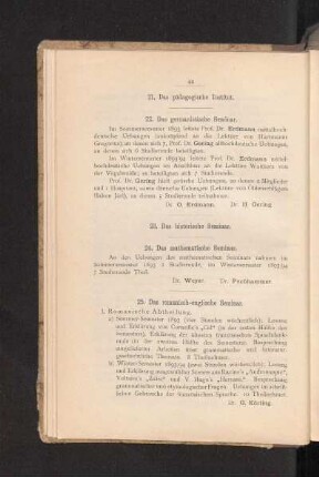 25. Das romanisch-englische Seminar.