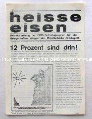Hektografierte Zeitung der DKP für die Belegschaften der Wuppertaler Metallbetriebe u.a. zum Kampf um Lohnerhöhungen