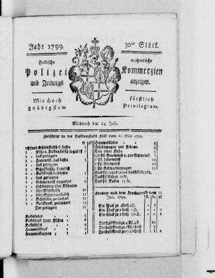 30tes Stück, Ausgabe vom 24. Juli 1799