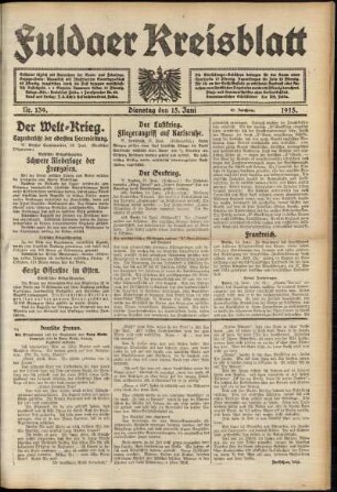 Ausgabe vom Dienstag, den 15. Juni 1915.