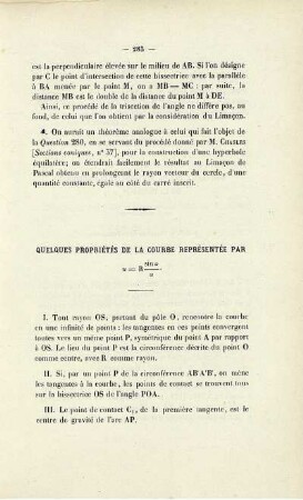 Quelques propriétés de la courbe représentée par...
