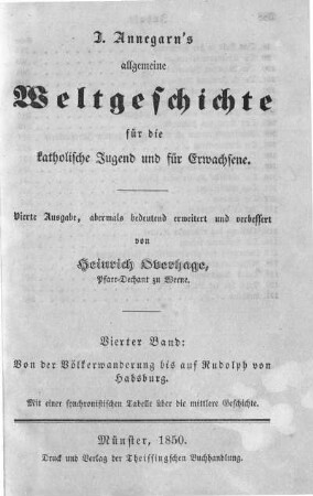 Bd. 4: Von der Völkerwanderung bis auf Rudolph von Habsburg : mit einer synchronistischen Tabelle über die mittlere Geschichte