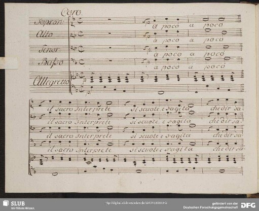 Coro: A poco a poco il sacro interprete