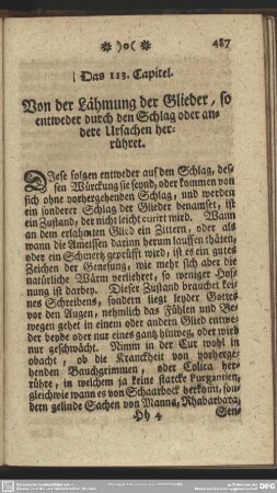 Das 113. Capitel. Von der Lähmung der Glieder, so entweder durch den Schlag oder andere Ursachen herrühret