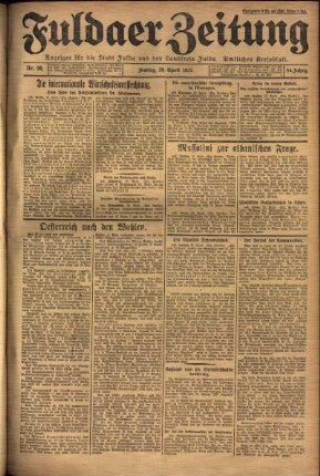 Ausgabe vom Freitag, den 29. April 1927.