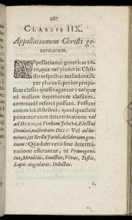 Classis IIX. Appellationum Christi genericarum