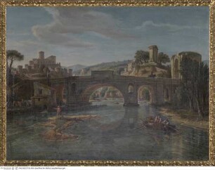 Befestigte Stadt an einem Fluss mit augusteischer Brücke