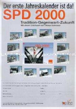 Werbeblatt für den SPD-Jahreskalender 2000 mit Bestellschein