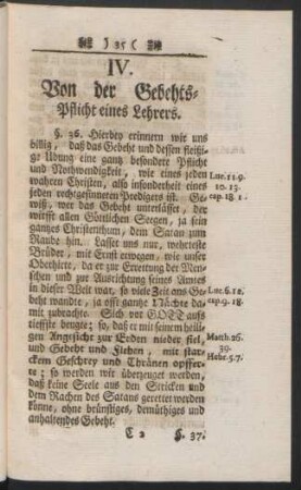 IV. Von der Gebehts-Pflicht eines Lehrers