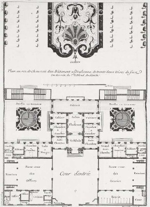 Plan au rez de Chaussée dun Bâtiment al'Italienne de trente deux toises de face (Pl. 63. H.)