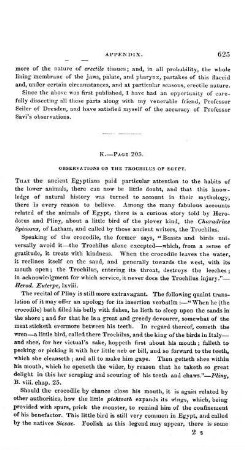 K. - Observations on the Trochilus of Egypt