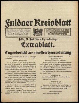 Ausgabe vom Dienstag, den 27. Juni 1916.