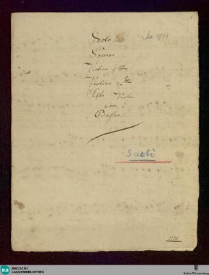 Quel labbro adorato - Don Mus.Ms. 1719 : S, strings; B|b