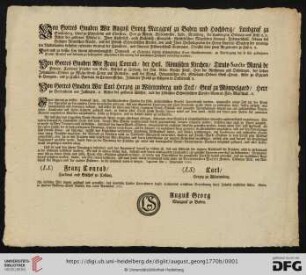 Von Gottes Gnaden Wir August Georg Marggraf zu Baden und Hochberg, [...]