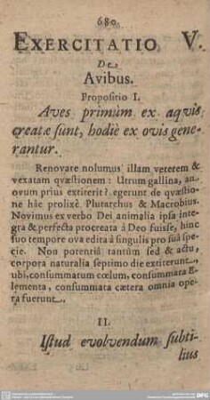 Exercitatio V. De Avibus.