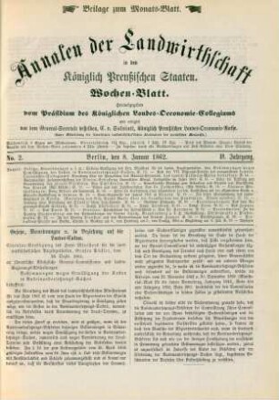 No. 2. Berlin, den 8. Januar 1862. II. Jahrgang.